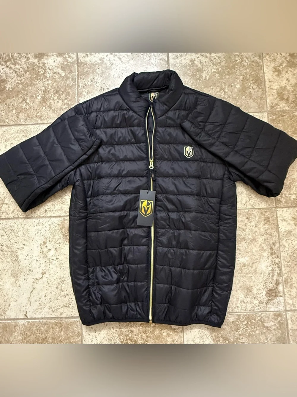 Vegas Golden Knights: (Medium) Black Logo Quilted Puffer Jacket NWT